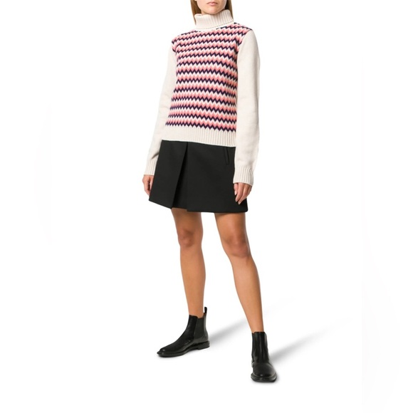 NEW A.P.C. Chevron Patterned Knit Sweater - Pink, Blue, and Cream Size L - Picture 2 of 9